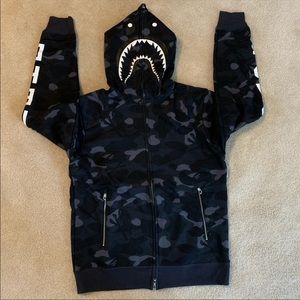 Bape X Neighborhood Black Shark Hoodie Size Medium